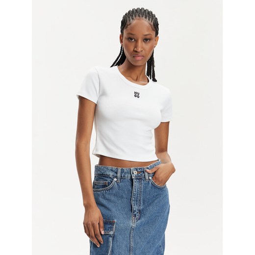 Hugo T-Shirt Delanor 50512000 Biały Slim Fit ze sklepu MODIVO w kategorii Bluzki damskie - zdjęcie 182746417