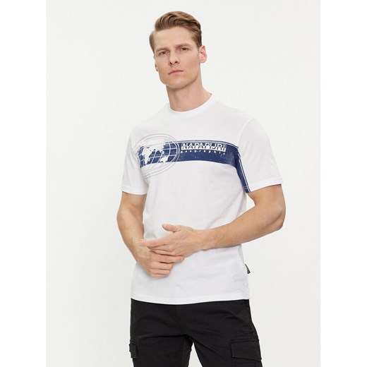 Napapijri T-Shirt S-Manta NP0A4HQH Biały Regular Fit ze sklepu MODIVO w kategorii T-shirty męskie - zdjęcie 182746447