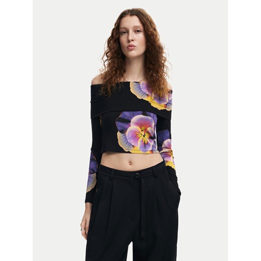 Desigual Bluzka Pansee Lacroix 24WWTK92 Czarny Slim Fit ze sklepu MODIVO w kategorii Bluzki damskie - zdjęcie 182746467