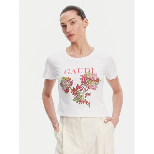 Gaudi T-Shirt 511BD64036 Biały Regular Fit ze sklepu MODIVO w kategorii Bluzki damskie - zdjęcie 182746577
