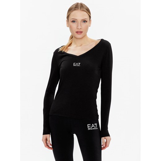 EA7 Emporio Armani Bluzka 8NTT52 TJFKZ 0200 Czarny Regular Fit ze sklepu MODIVO w kategorii Bluzki damskie - zdjęcie 182746657