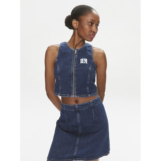 Calvin Klein Jeans Top J20J222799 Niebieski Slim Fit ze sklepu MODIVO w kategorii Bluzki damskie - zdjęcie 182746967