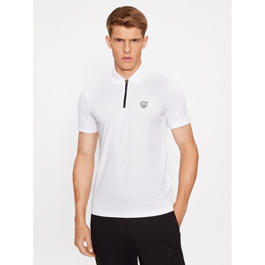 EA7 Emporio Armani Polo 8NPF13 PJRGZ 1100 Biały Regular Fit ze sklepu MODIVO w kategorii T-shirty męskie - zdjęcie 182747239