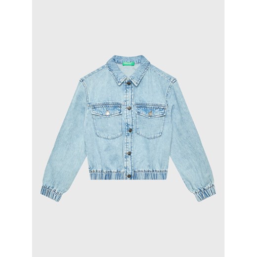 United Colors Of Benetton Kurtka jeansowa 25HHCN02E Błękitny Regular Fit ze sklepu MODIVO w kategorii Kurtki dziewczęce - zdjęcie 182747327