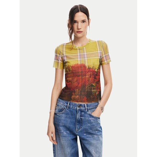 Desigual T-Shirt Double 24WWTK27 Kolorowy Slim Fit ze sklepu MODIVO w kategorii Bluzki damskie - zdjęcie 182747488
