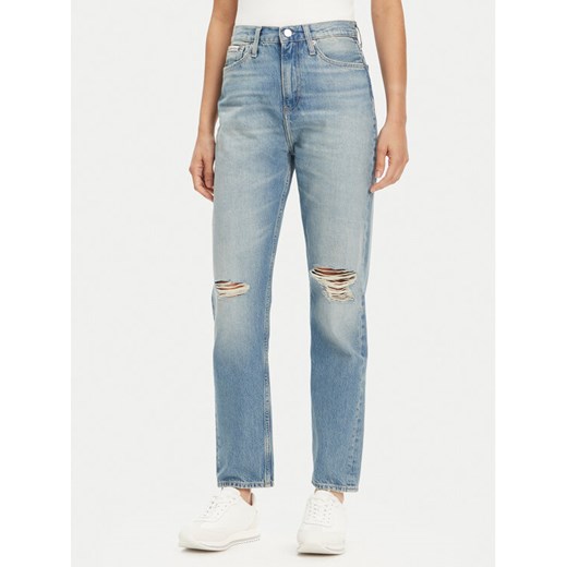 Calvin Klein Jeans Jeansy Authentic J20J225124 Niebieski Straight Fit ze sklepu MODIVO w kategorii Jeansy damskie - zdjęcie 182747636