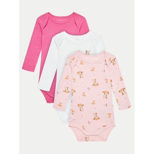 NAME IT Komplet 3 par body dziecięcych 13232731 Różowy ze sklepu MODIVO w kategorii Body niemowlęce - zdjęcie 182748175