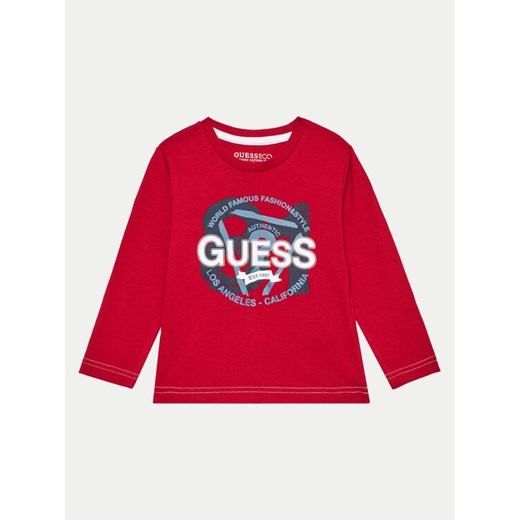 Guess Bluzka N4BI03 I3Z14 Czerwony Regular Fit ze sklepu MODIVO w kategorii T-shirty chłopięce - zdjęcie 182748487