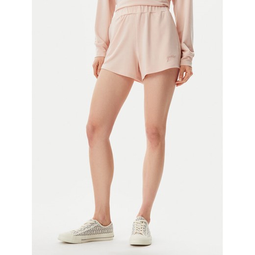 Guess Szorty materiałowe O5GD06 KCQP2 Różowy Regular Fit ze sklepu MODIVO w kategorii Szorty - zdjęcie 182748688