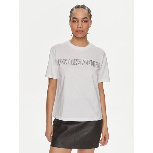 Patrizia Pepe T-Shirt 2M4389/J089-W103 Biały Regular Fit ze sklepu MODIVO w kategorii Bluzki damskie - zdjęcie 182748929