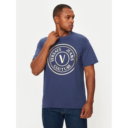 Versace Jeans Couture T-Shirt 77GAHT01 Granatowy Regular Fit ze sklepu MODIVO w kategorii T-shirty męskie - zdjęcie 182748959