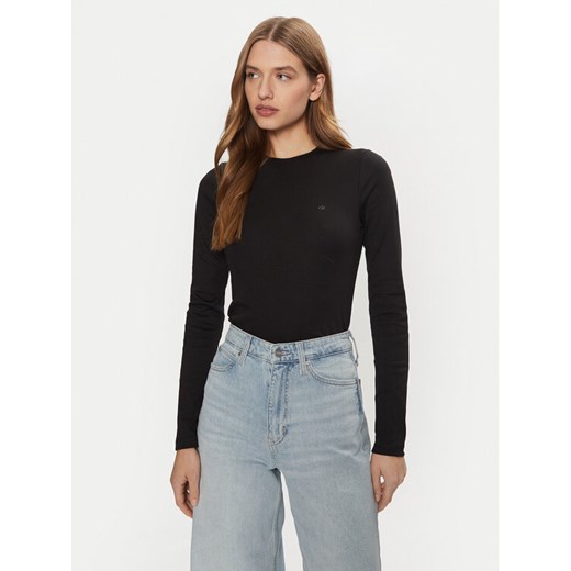 Calvin Klein Bluzka K20K208037 Czarny Slim Fit ze sklepu MODIVO w kategorii Bluzki damskie - zdjęcie 182748975