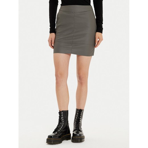 ONLY Spódnica z imitacji skóry Base 15164809 Szary Slim Fit ze sklepu MODIVO w kategorii Spódnice - zdjęcie 182748999