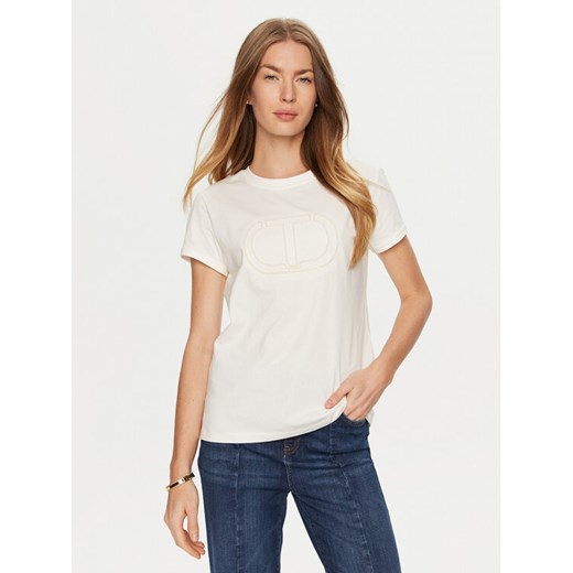 TWINSET T-Shirt 241TP2212 Biały Regular Fit ze sklepu MODIVO w kategorii Bluzki damskie - zdjęcie 182749038