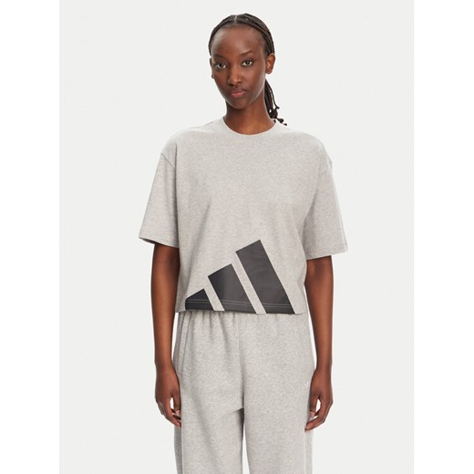 adidas T-Shirt Essentials Big Logo Boyfriend JG8738 Szary Loose Fit ze sklepu MODIVO w kategorii Bluzki damskie - zdjęcie 182749175