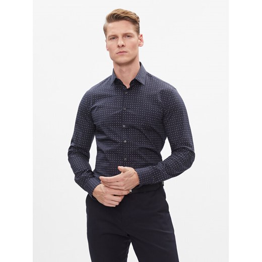 Calvin Klein Koszula K10K112298 Granatowy Slim Fit ze sklepu MODIVO w kategorii Koszule męskie - zdjęcie 182749636