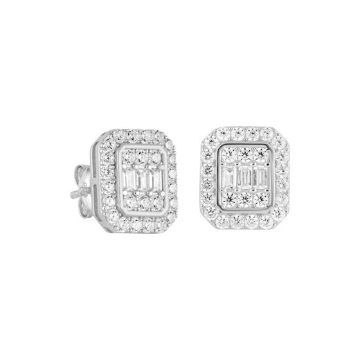 ICED STUFF Kolczyki Diamond Stud Baguette Białe złoto ze sklepu MODIVO w kategorii Kolczyki - zdjęcie 182749869