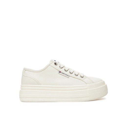 Tommy Jeans Sneakersy Tjw Foxing Flatform Lc EN0EN02736 Biały ze sklepu MODIVO w kategorii Buty sportowe damskie - zdjęcie 182750145