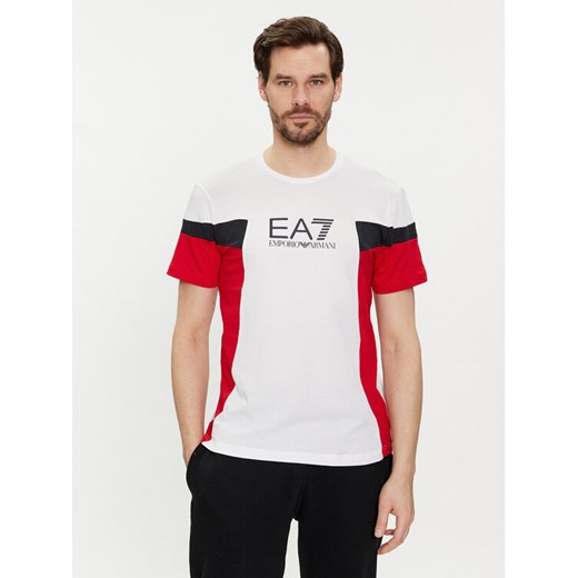 EA7 Emporio Armani T-Shirt 3DPT10 PJ02Z 1100 Biały Regular Fit ze sklepu MODIVO w kategorii T-shirty męskie - zdjęcie 182750197