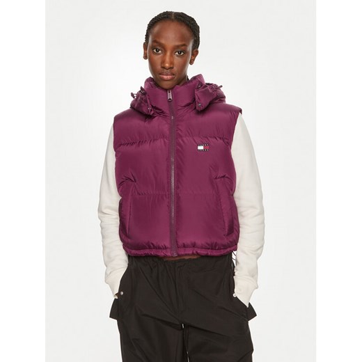 Tommy Jeans Bezrękawnik Alaska DW0DW18611 Bordowy Cropped Fit ze sklepu MODIVO w kategorii Kamizelki damskie - zdjęcie 182750305