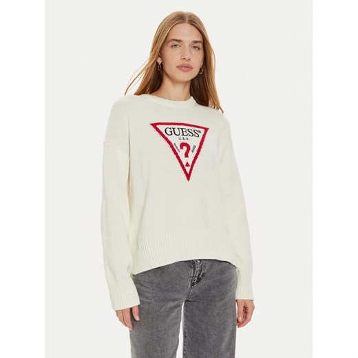 Guess Jeans Sweter W4BR12 Z3HM1 Beżowy Regular Fit ze sklepu MODIVO w kategorii Swetry damskie - zdjęcie 182750457