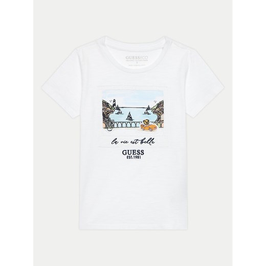 Guess T-Shirt N4GI16 K6XN4 Biały Regular Fit ze sklepu MODIVO w kategorii Bluzki dziewczęce - zdjęcie 182750499