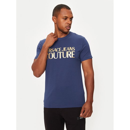 Versace Jeans Couture T-Shirt 77GAHT05 Granatowy Regular Fit ze sklepu MODIVO w kategorii T-shirty męskie - zdjęcie 182750548