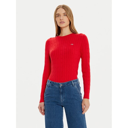 Gant Sweter 4800100 Czerwony Slim Fit ze sklepu MODIVO w kategorii Swetry damskie - zdjęcie 182750585