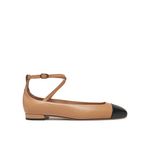 Stuart Weitzman Baleriny Eden Atrap Flat SJ720 Beżowy ze sklepu MODIVO w kategorii Balerinki - zdjęcie 182750617
