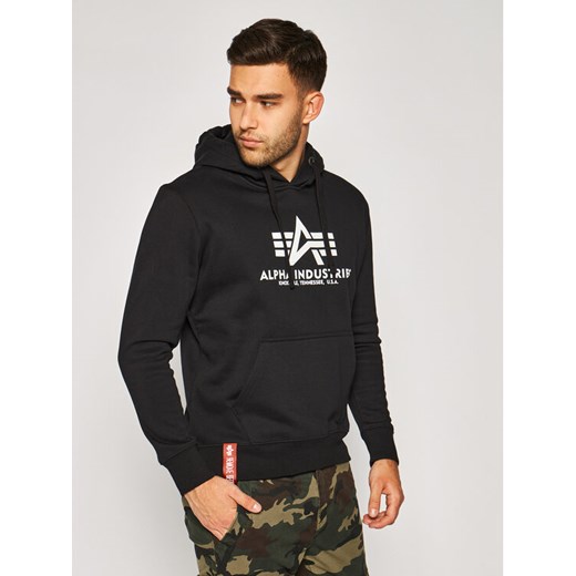 Alpha Industries Bluza Basic 178312 Czarny Regular Fit ze sklepu MODIVO w kategorii Bluzy męskie - zdjęcie 182750907
