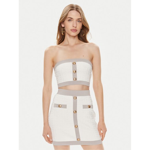 Elisabetta Franchi Bluzka TK-15B-42E2-004477 Biały Slim Fit ze sklepu MODIVO w kategorii Bluzki damskie - zdjęcie 182751148