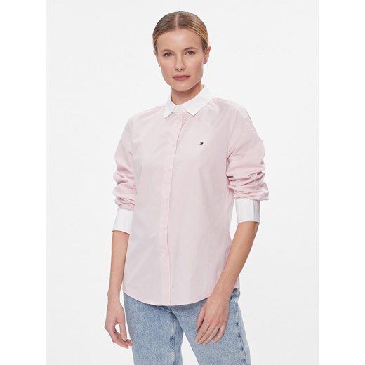 Tommy Hilfiger Koszula Fill A Fill Regular Shirt WW0WW40531 Różowy Regular Fit ze sklepu MODIVO w kategorii Koszule damskie - zdjęcie 182751159