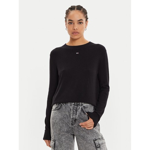Tommy Jeans Sweter Essential DW0DW17254 Czarny Regular Fit ze sklepu MODIVO w kategorii Swetry damskie - zdjęcie 182751258