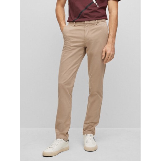Boss Chinosy Kaito1 50487966 Beżowy Slim Fit ze sklepu MODIVO w kategorii Spodnie męskie - zdjęcie 182751489