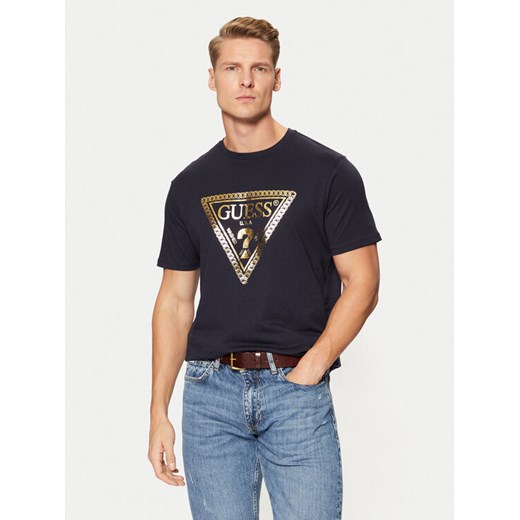 Guess T-Shirt M5RI49 K9RM1 Granatowy Regular Fit ze sklepu MODIVO w kategorii T-shirty męskie - zdjęcie 182751609