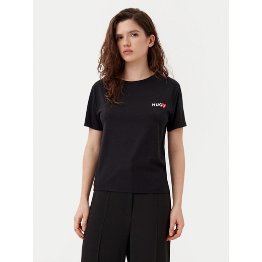 HUGO T-Shirt 50534300 Czarny Regular Fit ze sklepu MODIVO w kategorii Bluzki damskie - zdjęcie 182751665