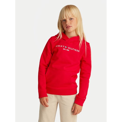 Tommy Hilfiger Bluza Essential KS0KS00205 D Czerwony Regular Fit ze sklepu MODIVO w kategorii Bluzy dziewczęce - zdjęcie 182752055