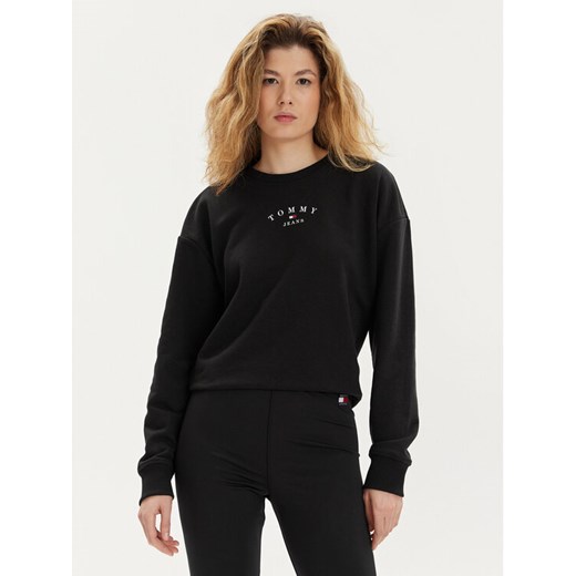 Tommy Jeans Bluza Essential Logo DW0DW18143 Czarny Regular Fit ze sklepu MODIVO w kategorii Bluzy damskie - zdjęcie 182752067