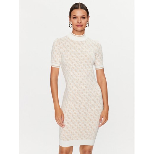 Guess Sukienka dzianinowa W3YK39 Z37K0 Beżowy Bodycon Fit ze sklepu MODIVO w kategorii Sukienki - zdjęcie 182752176