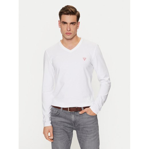 Guess Longsleeve M2YI08 J1314 Biały Slim Fit ze sklepu MODIVO w kategorii T-shirty męskie - zdjęcie 182752639