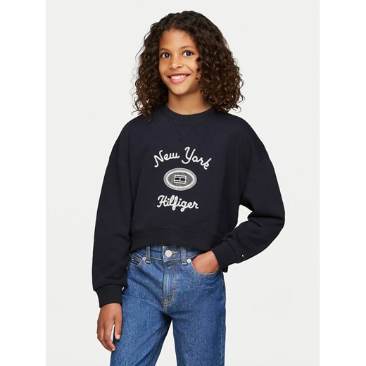 Tommy Hilfiger Bluza NY KG0KG08038 Granatowy Regular Fit ze sklepu MODIVO w kategorii Bluzy dziewczęce - zdjęcie 182752776
