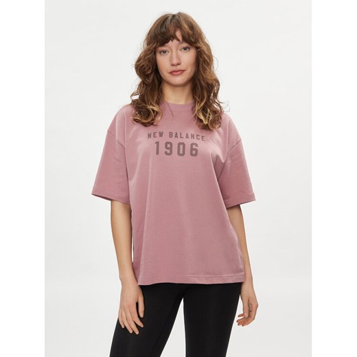 New Balance T-Shirt WT41519 Różowy Oversize ze sklepu MODIVO w kategorii Bluzki damskie - zdjęcie 182752788