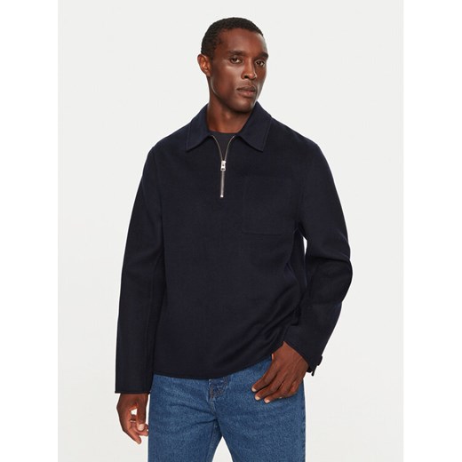 AMI PARIS Płaszcz wełniany HJK057.WV0022 Granatowy Regular Fit ze sklepu MODIVO w kategorii Płaszcze męskie - zdjęcie 182752948