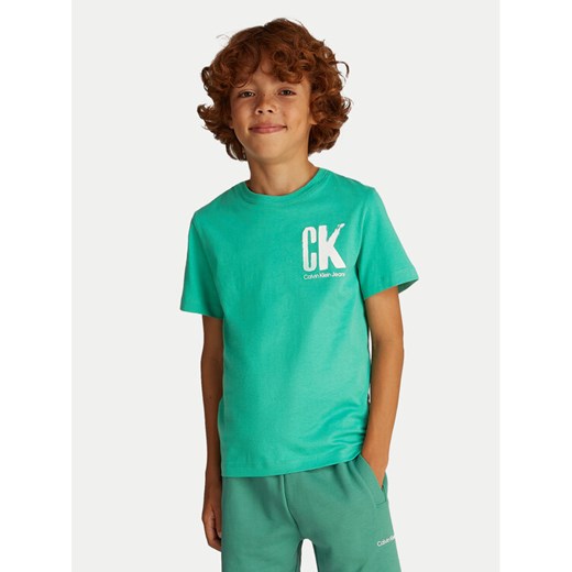 Calvin Klein Jeans T-Shirt Surf Graphic IB0IB02447 Zielony Regular Fit ze sklepu MODIVO w kategorii T-shirty chłopięce - zdjęcie 182753246