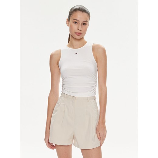 Tommy Jeans Top DW0DW17893 Biały Slim Fit ze sklepu MODIVO w kategorii Bluzki damskie - zdjęcie 182753347