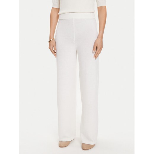 Max Mara Leisure Spodnie dzianinowe Epopea 24263360 Biały Relaxed Fit ze sklepu MODIVO w kategorii Spodnie damskie - zdjęcie 182753386