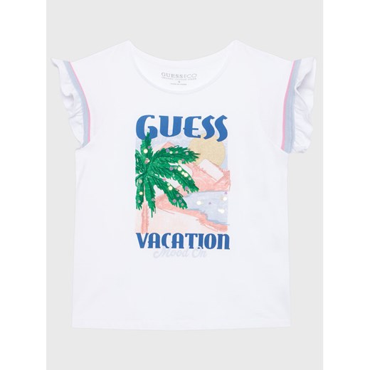 Guess T-Shirt J3GI26 K8HM0 Biały Regular Fit ze sklepu MODIVO w kategorii Bluzki dziewczęce - zdjęcie 182753436