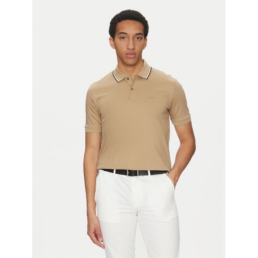 BOSS Polo Penrose 38 50469360 Beżowy Slim Fit ze sklepu MODIVO w kategorii T-shirty męskie - zdjęcie 182753497