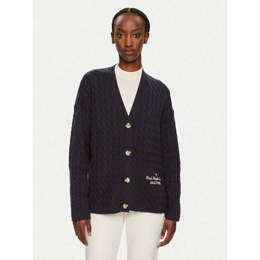 Tommy Hilfiger Kardigan WW0WW42143 Granatowy Relaxed Fit ze sklepu MODIVO w kategorii Swetry damskie - zdjęcie 182753649