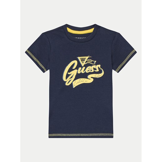 Guess T-Shirt N4YI27 K8HM4 Granatowy Regular Fit ze sklepu MODIVO w kategorii T-shirty chłopięce - zdjęcie 182753779